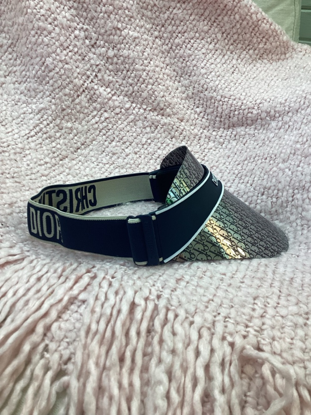 Christian Dior Monogram Visor in Metallic Silver and Navy - Picture 4 of 12
